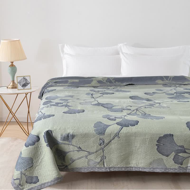 Omkeerbaar Dekbed met Ginkgo Bladmotief – Zomerdeken Katoen Gaas voor Tweepersoonsbed Queen King Bed Airconditioning Deken | Sulvida