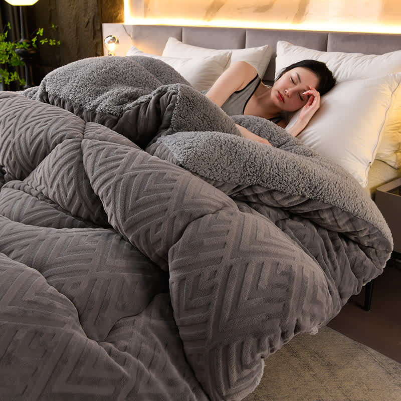 Couverture d’hiver Sherpa avec garnissage – plaid épais en polaire, extra-chaud et doux – pour lit deux personnes et salon – couvre-lit douillet | Sulvida