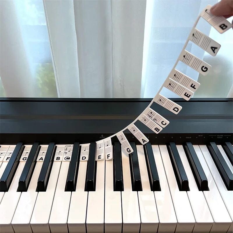 Étiquettes amovibles pour touches de piano 88 touches — Silicone avec notation musicale | Sulvida