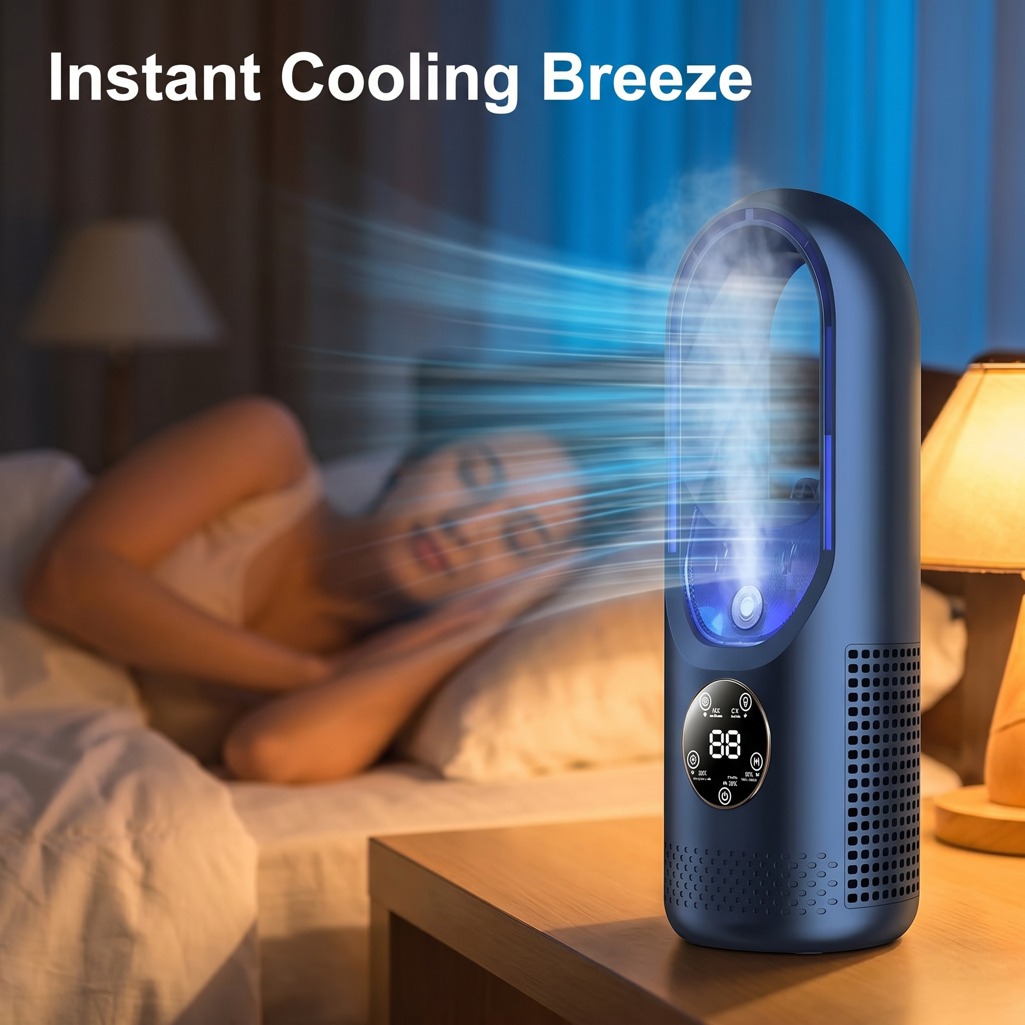 Ventilateur Portable Sans Lames avec Connexion USB – Système de Refroidissement Silencieux pour Maison et Bureau – 6 Vitesses avec Minuterie | Sulvida