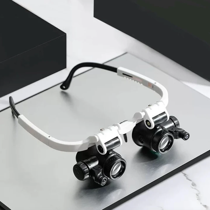 Loupe avec éclairage LED – Loupe professionnelle à fixer sur la tête avec 3 niveaux de grossissement réglables pour les travaux de précision, les loisirs créatifs et l’analyse détaillée | Sulvida