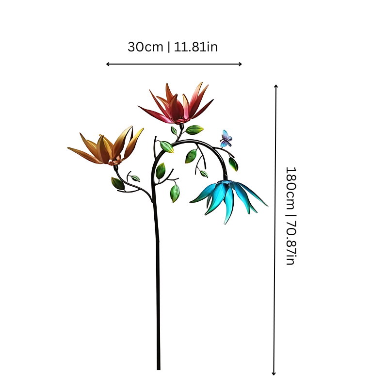 Carillon éolien décoratif pour jardin avec fleurs et papillons – Apporte couleur et mouvement à votre espace extérieur – Résistant aux intempéries et chaleureux pour jardin, terrasse, balcon ou allée | Sulvida