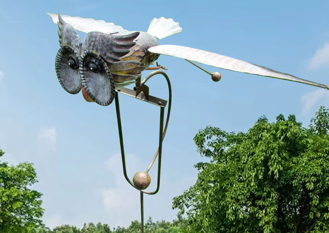 Moulin à vent de jardin en métal décoratif oiseau ou aigle sur pied pour terrasse ou pelouse – Décoration de jardin avec ailes mobiles | Sulvida
