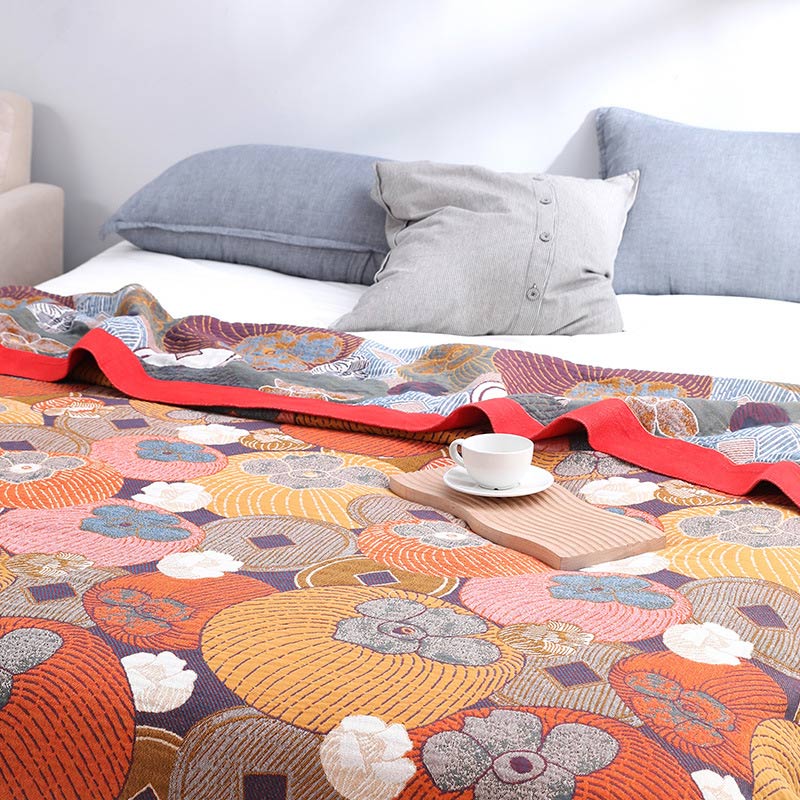 Couette matelassée en gaze de coton rayée, double face et réversible, couverture ou drap d’été respirant et léger pour lit double ou king size | Sulvida