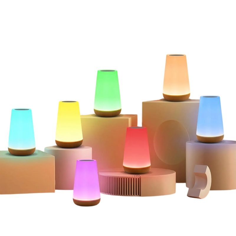 Lampe de table RGB avec télécommande et commande tactile – 13 couleurs, 5 niveaux de luminosité, veilleuse à intensité variable pour chambre, salon et chambre d’enfant | Sulvida