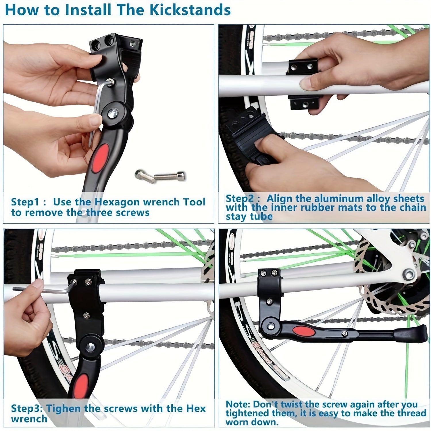 Béquille de vélo réglable en aluminium, béquille latérale pour un soutien stable de 32,7-37,8 cm, universelle pour tous les types de vélos | Sulvida