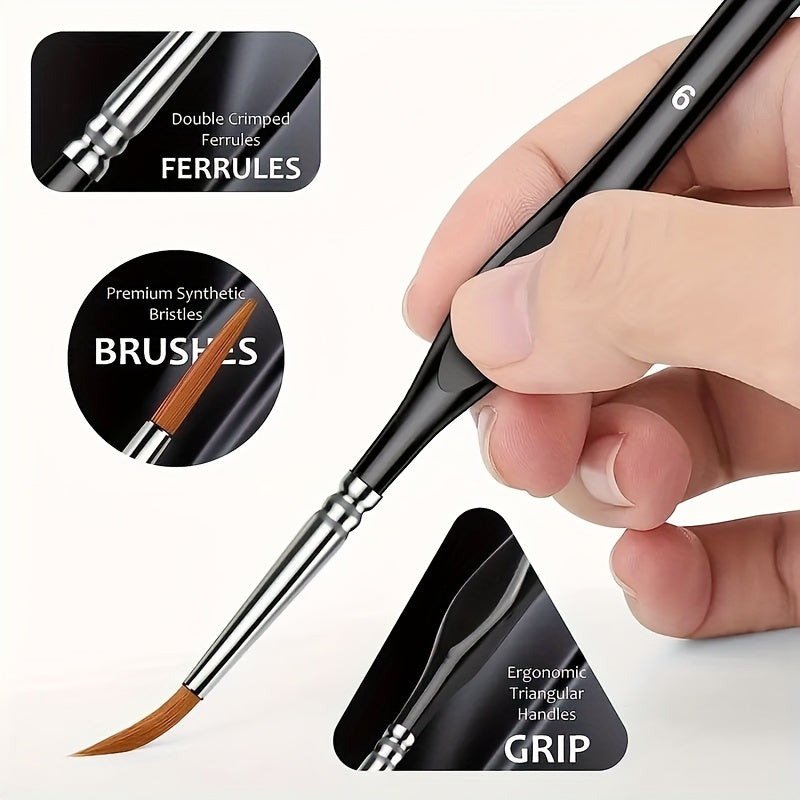 Set de pinceaux de précision pour les travaux de peinture minutieux – pinceaux professionnels à poils synthétiques et manche ergonomique | Sulvida