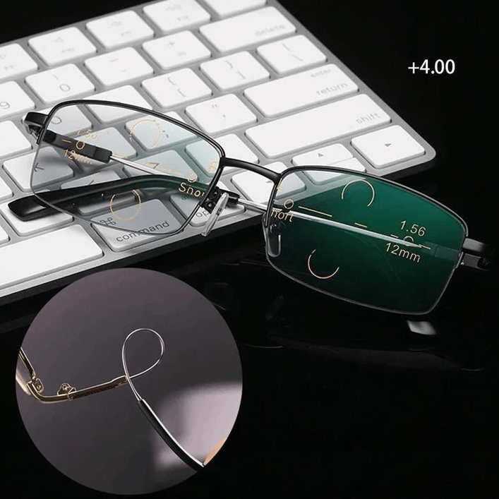 Lunettes de lecture progressives à monture multifocale en titane pour voir de loin et de près, avec verres en polycarbonate, unisexes | Sulvida