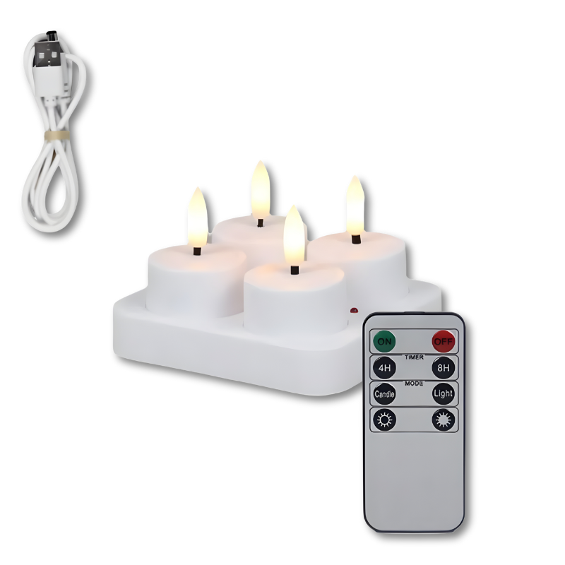 Oplaadbare LED-Kaarsen Set met Afstandsbediening – Vlamloze Sfeerkaarsen met Timer voor Veilig Interieur | Sulvida
