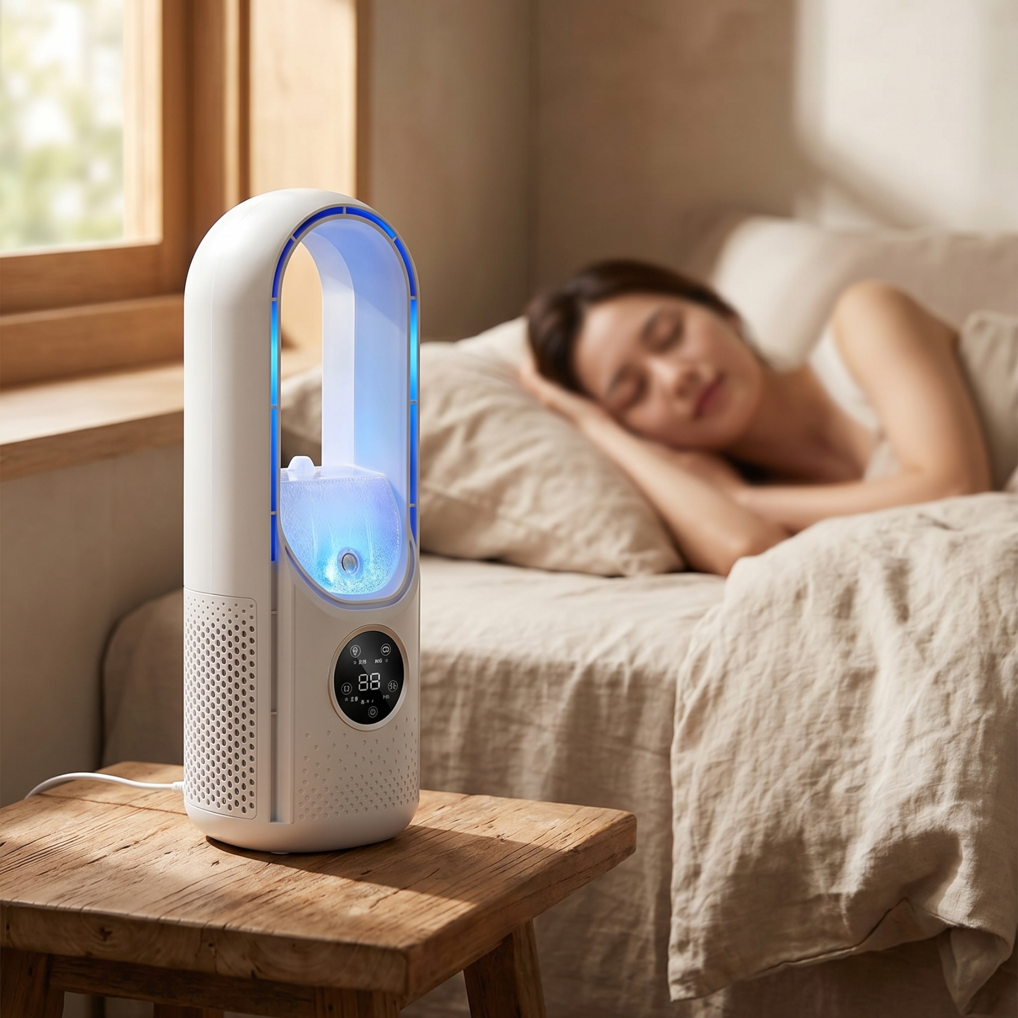 Ventilateur Portable Sans Lames avec Connexion USB – Système de Refroidissement Silencieux pour Maison et Bureau – 6 Vitesses avec Minuterie | Sulvida