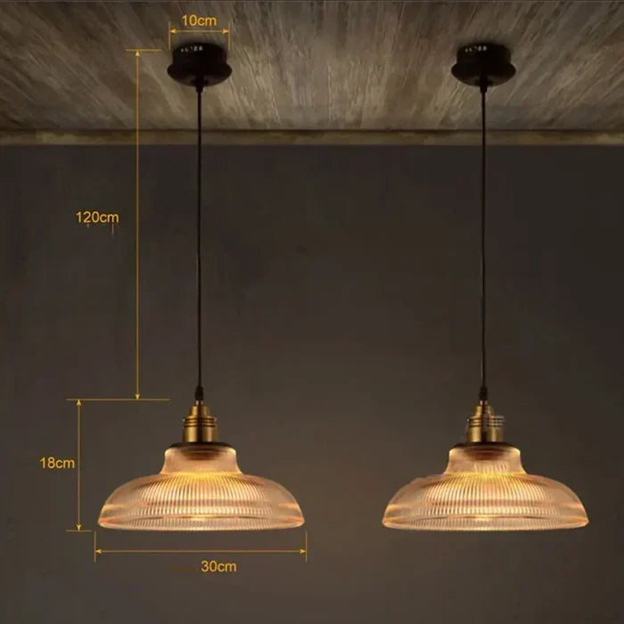Suspension en verre avec éclairage élégant – Abat-jour en verre ambré ou transparent – Convient pour table à manger et salon | Sulvida