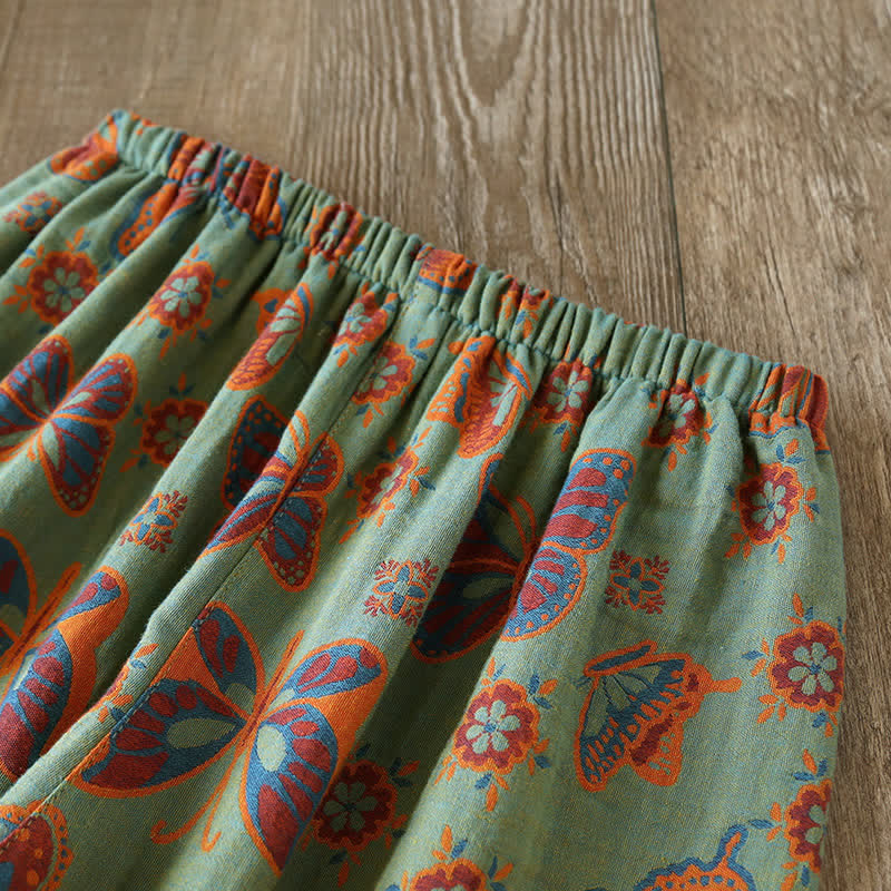 Ensemble de pyjama et vêtements d’intérieur pour femmes en coton, motif papillons vintage, manches longues, pour une détente confortable | Sulvida
