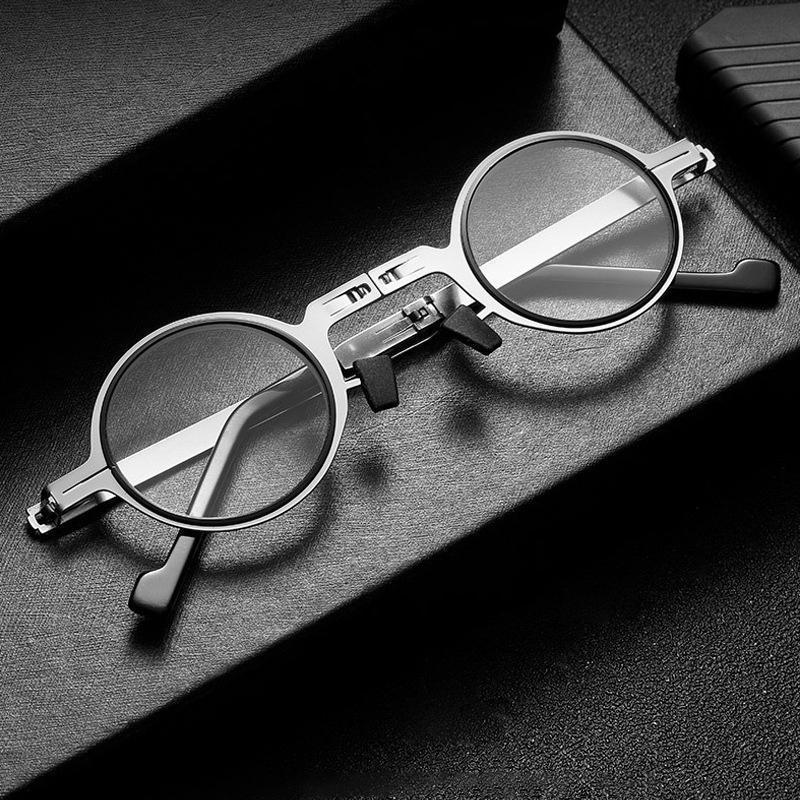 Lunettes de lecture pliables avec filtre anti-lumière bleue, monture ronde en titane, ultralégères et pliables, lunettes pour presbytie avec étui, de Plano à +4.0 | Sulvida