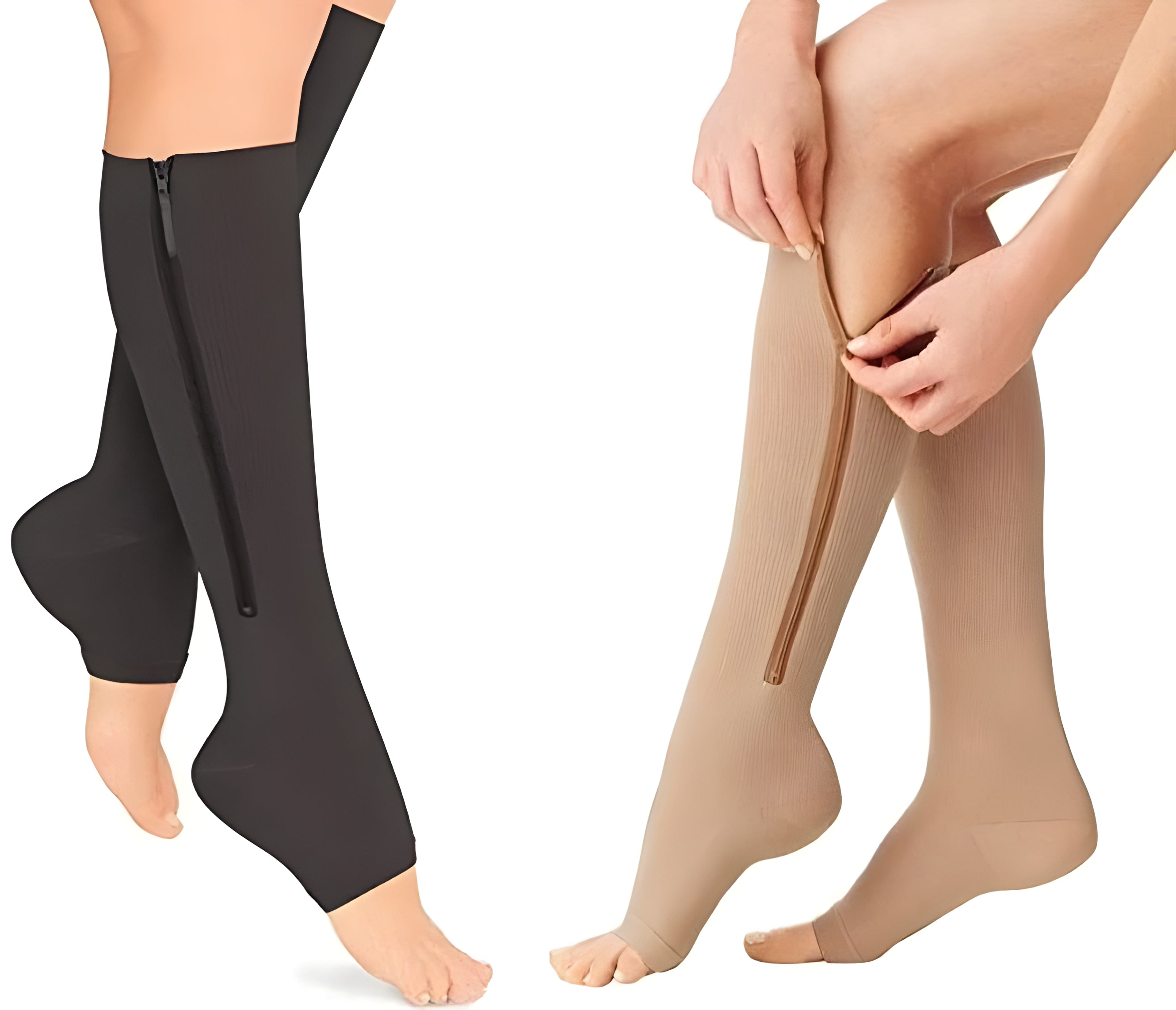 Compressiekousen met Ritssluiting 20-30 mmHg – Medische Steunkousen voor Betere Bloedsomloop en Vermoeide Benen – Open Teen Design – Ideaal voor Reizigers, Zwangerschap, Verpleging, Werk- en Sportblessures | Sulvida