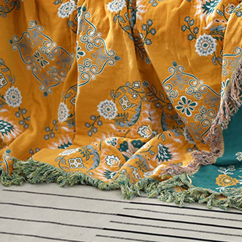 Quilt réversible à motif floral, couette légère et respirante, double face et multifonction, de 150x200 à 230x250 cm, pour toutes les saisons | Sulvida