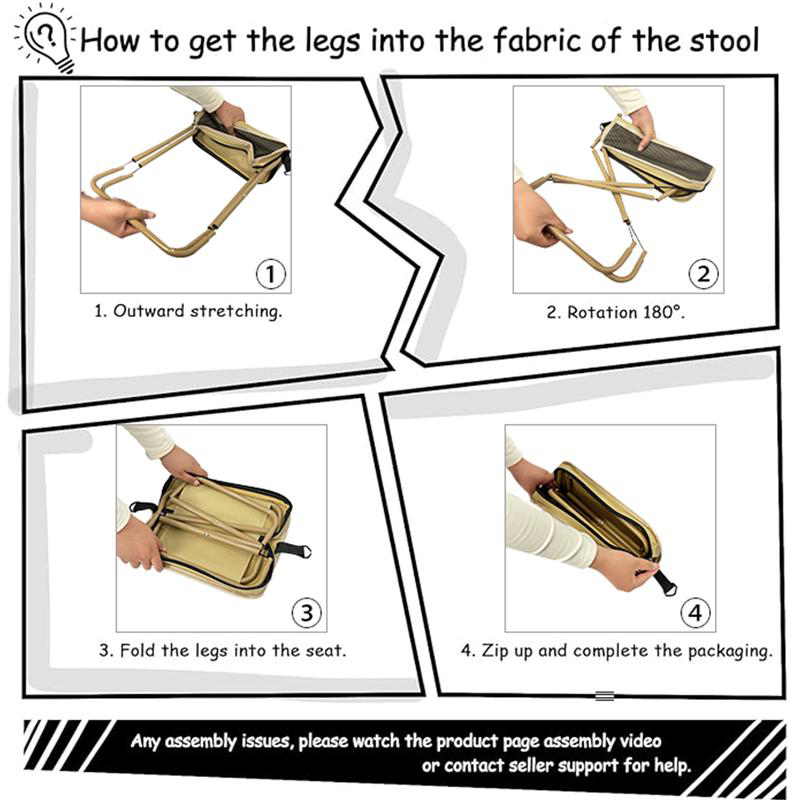 Tabouret de Camp Pliable avec Sac à Dos – Tabouret de Voyage Compact pour Randonnée, Pêche, Camping – Chaise Pliable Portable – Chaise Légère d’Extérieur pour Jardin | Sulvida