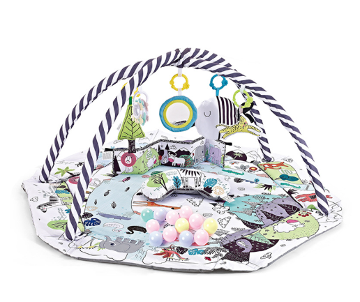Tapis de jeu bébé 8-en-1 avec stimulation sensorielle – Tapis de développement doux avec jouets amovibles pour bébés dès 0 mois | Tapis de jeu multifonction avec miroir et hochet | Sulvida