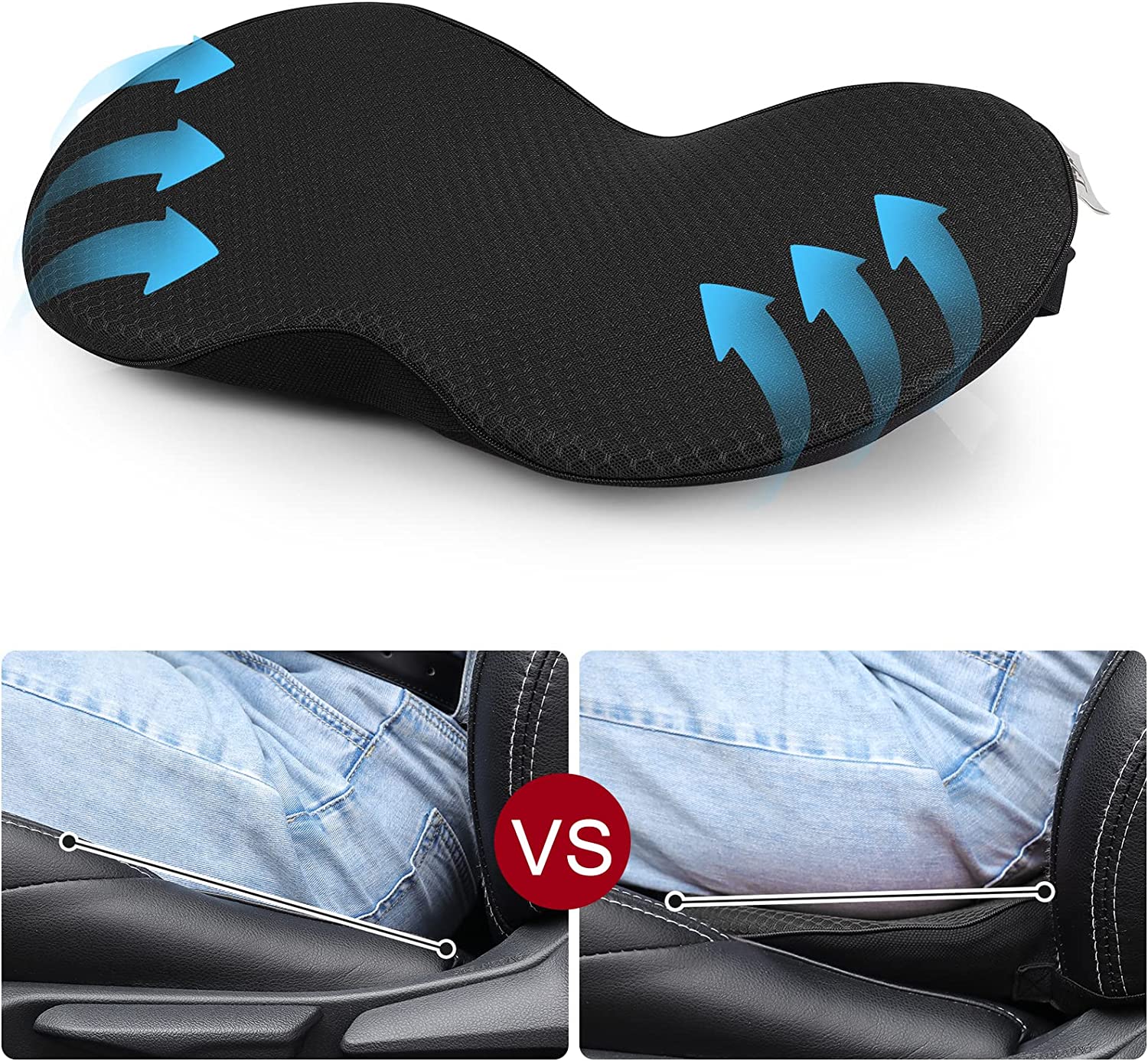 Coussin de siège auto pour conducteurs de petite taille – Coussin rehausseur en mousse à mémoire de forme – Rehausseur ergonomique pour voiture – Confort & soutien dorsal | Sulvida