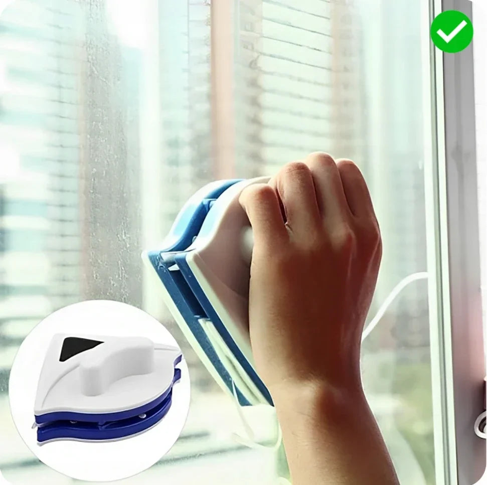 Nettoyeur de vitres magnétique double face, kit de nettoyage des vitres pour nettoyer en toute sécurité les fenêtres en hauteur à la maison et au bureau | Sulvida