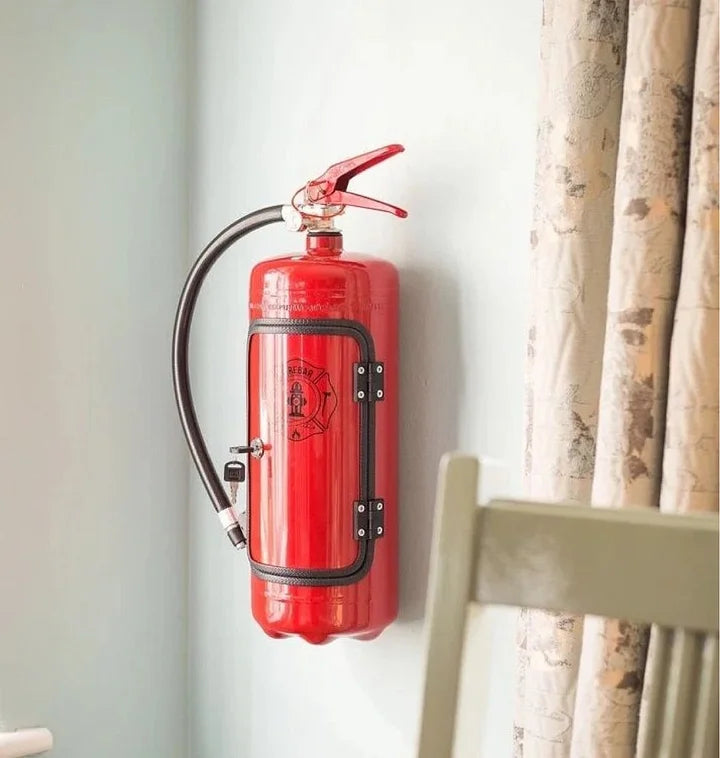 Bar secrète style extincteur - Distributeur de boissons caché avec espace accessoires - Accessoire de bar unique pour la maison - Version métallique | Sulvida