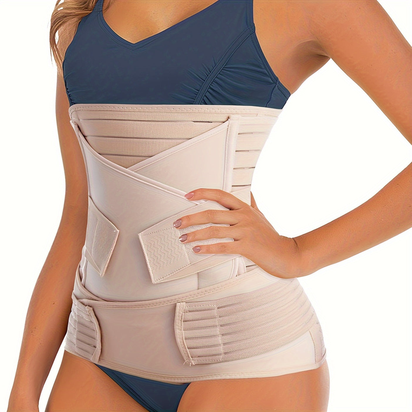 Ceinture abdominale postpartum 3-en-1 pour soutien de récupération après accouchement – Bande de compression réglable pour ventre, taille, bassin – Bandage respirant pour récupération après accouchement naturel et césarienne | Sulvida