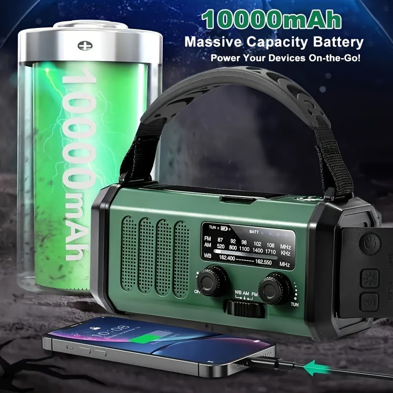 Radio d’urgence multifonction avec panneau solaire, lampe de poche et chargeur de téléphone – Radio météo à manivelle pour activités outdoor et situations d’urgence | Sulvida