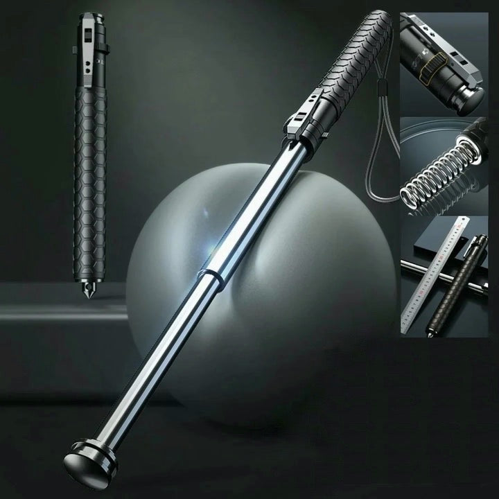 Bâton de trekking compact avec mécanisme de déploiement automatique pour la randonnée et les activités de plein air – aluminium réglable de 39/52/65 cm | Sulvida