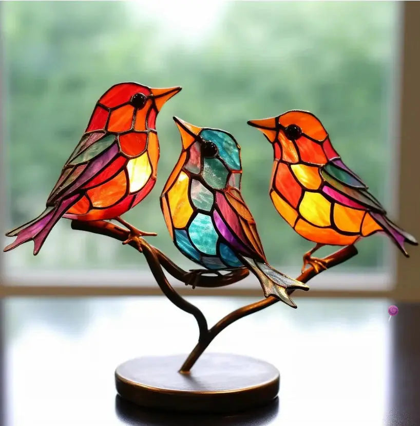 Set d’autocollants pour fenêtre représentant des oiseaux, décoratifs et réfléchissant la lumière du soleil, ornements en verre colorés, décoration de fenêtre pour salon et chambre, idée cadeau | Sulvida