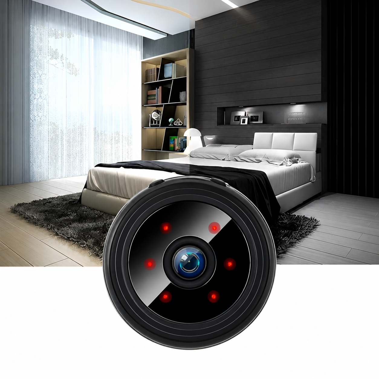 Mini caméra de sécurité compacte HD 1080P avec vision nocturne et détection de mouvement pour surveillance intérieure et extérieure, sans fil et facile à installer | Sulvida
