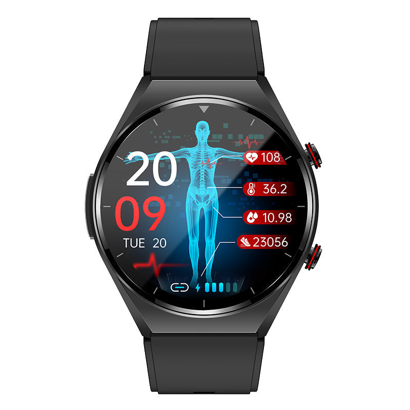 Montre connectée moniteur de santé avec ECG, pression artérielle, fréquence cardiaque, montre de sport noire et argentée | Sulvida