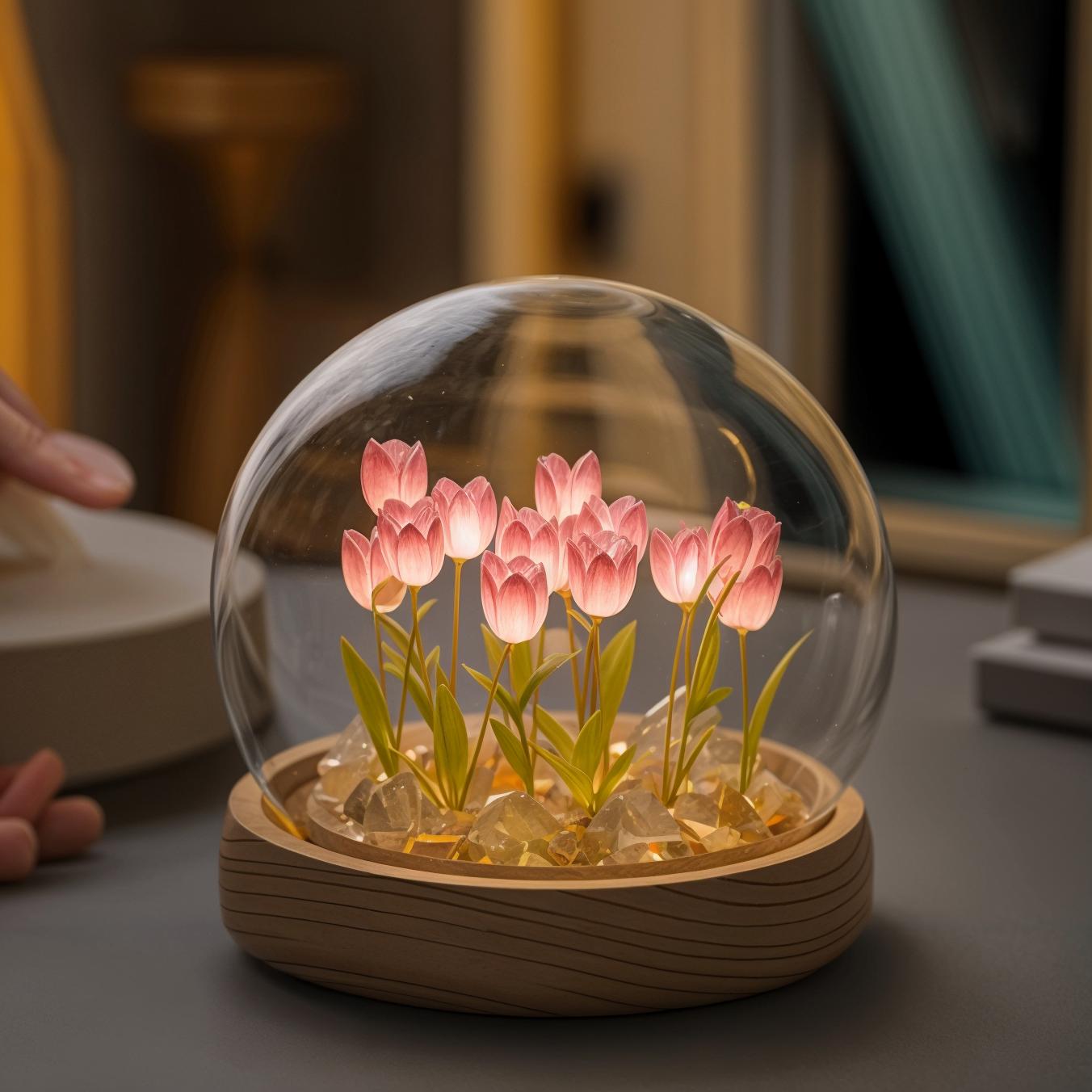 Decoratieve LED-Tulpenlamp met Kleurenwisselend Sfeerlicht en Kuppelvorm voor Woonkamer Slaapkamer en Sfeervolle Moderne Interieurs | Sulvida