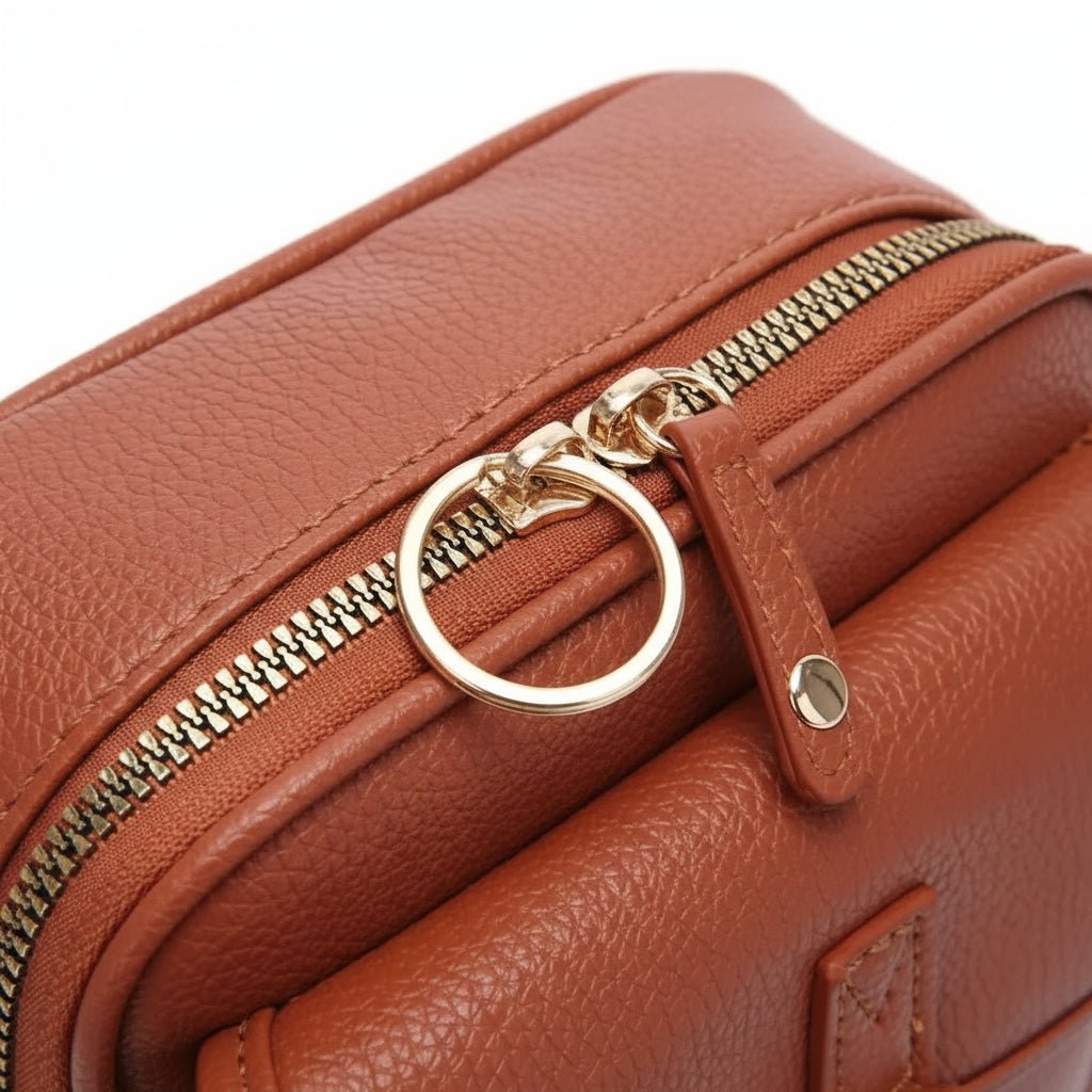 Sac bandoulière compact avec fermetures éclair antivol | Design carré | Cuir | Sulvida