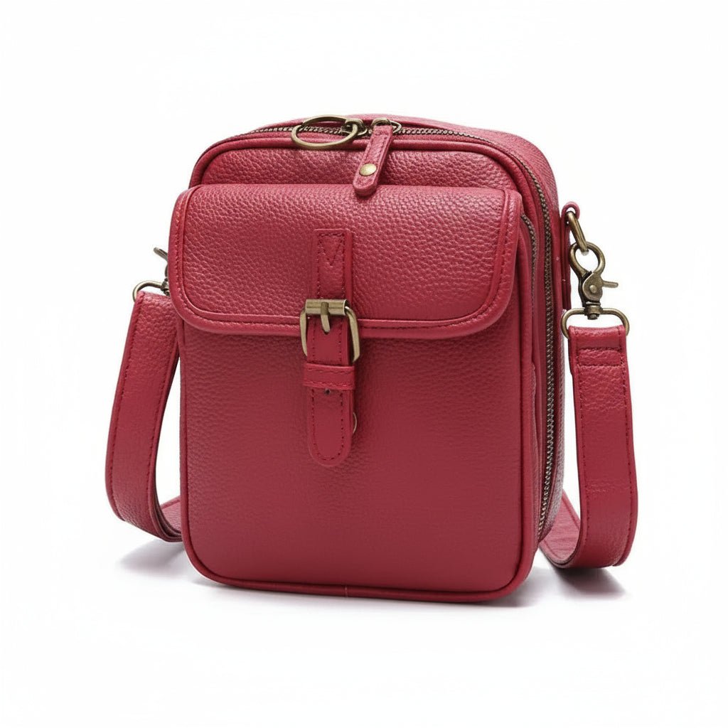 Sac bandoulière compact avec fermetures éclair antivol | Design carré | Cuir | Sulvida