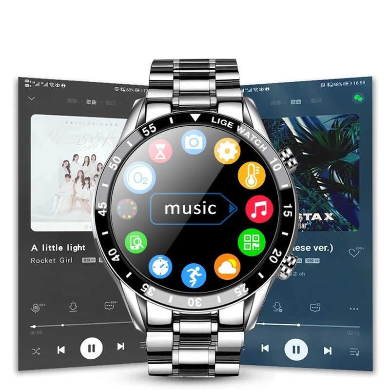 Montre connectée multifonction haut de gamme avec fonction d’appel Bluetooth et cardiofréquencemètre – tracker de fitness luxueux pour iPhone et Android avec analyse du sommeil et podomètre | Sulvida