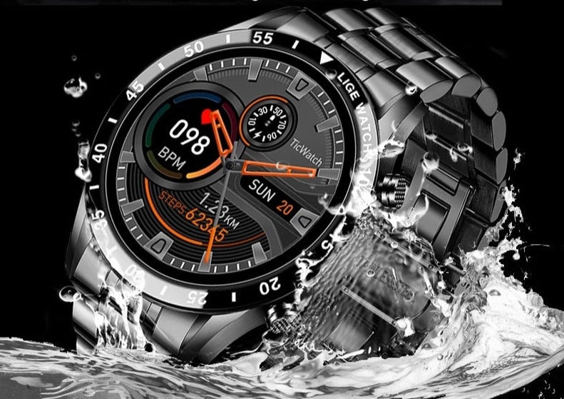 Montre connectée multifonction haut de gamme avec fonction d’appel Bluetooth et cardiofréquencemètre – tracker de fitness luxueux pour iPhone et Android avec analyse du sommeil et podomètre | Sulvida
