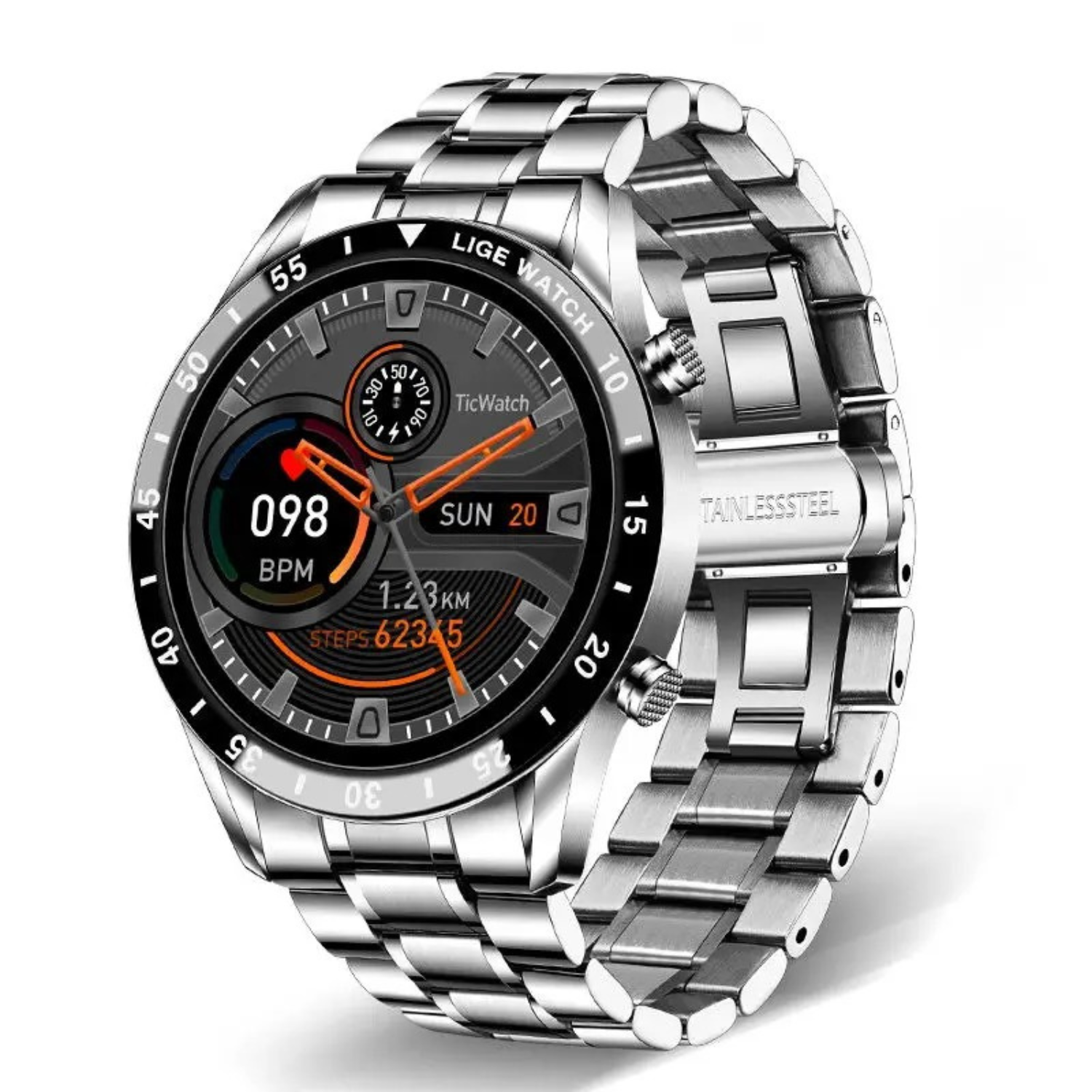 Montre connectée multifonction haut de gamme avec fonction d’appel Bluetooth et cardiofréquencemètre – tracker de fitness luxueux pour iPhone et Android avec analyse du sommeil et podomètre | Sulvida