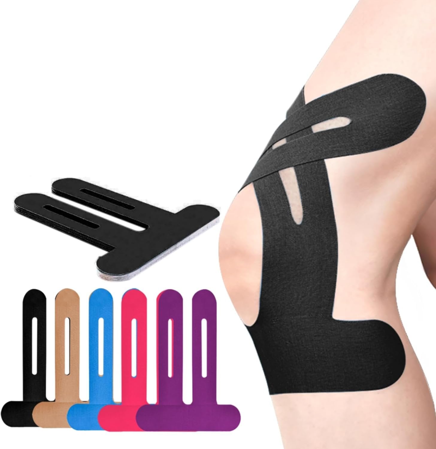 Bande de kinésiologie prédécoupée pour le genou – Soutien respirant du genou avec compression élastique pour le sport et la récupération | Sulvida