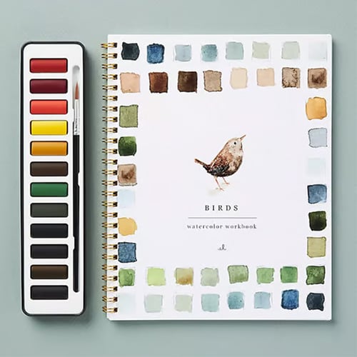 Cahier d’aquarelle pour débutants — Livre de peinture étape par étape avec modèles préimprimés et peinture aquarelle | Sulvida