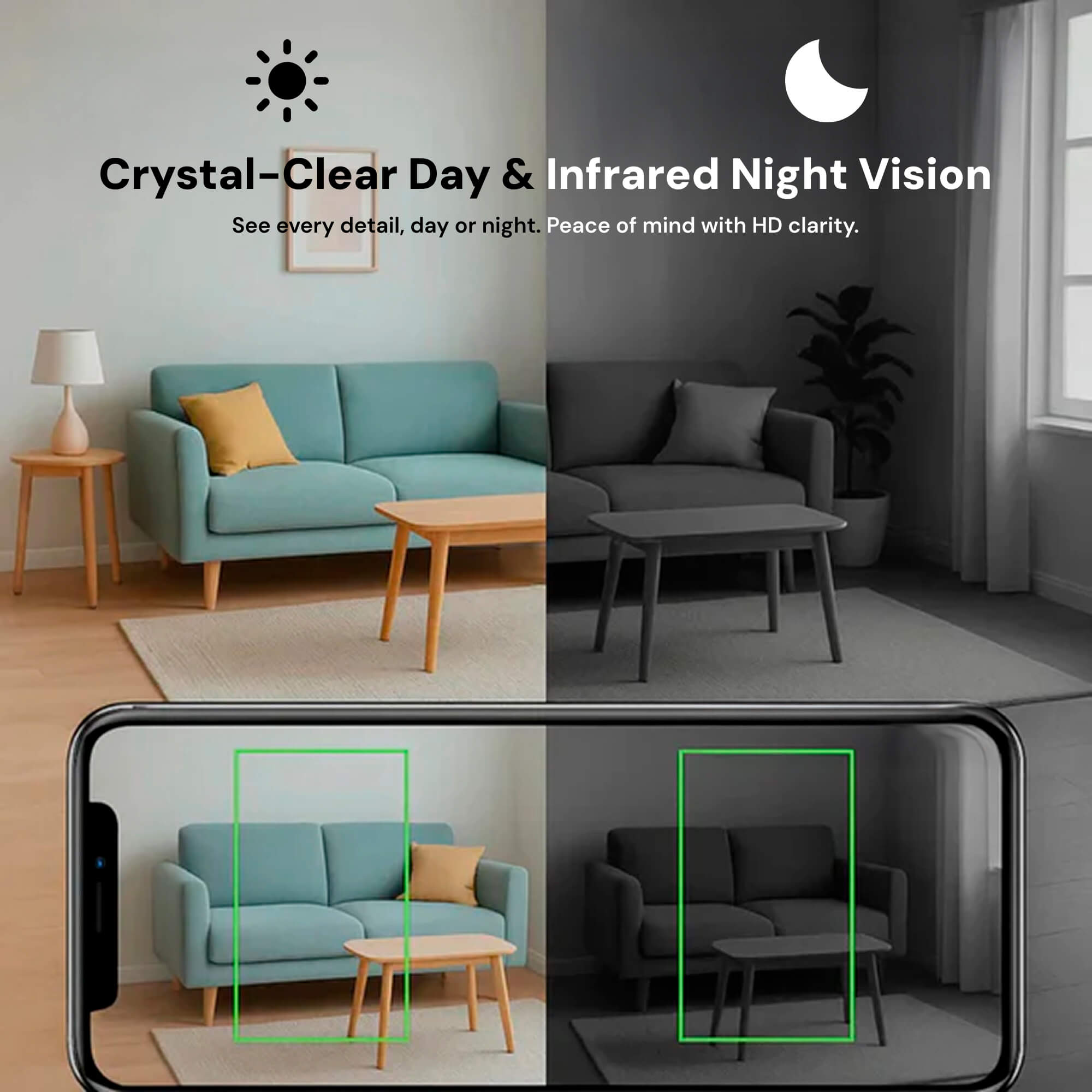 Mini caméra de surveillance sans fil avec audio pour la sécurité domestique, surveillance discrète, caméra espion cachée, enregistrement, système de sécurité Wi-Fi pour la maison | Sulvida
