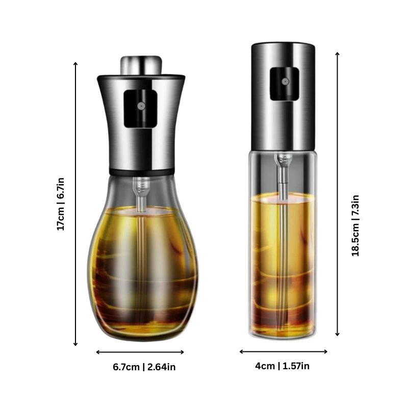 Olie Sprayer Fles Edelstaal 100ml en 200ml voor Gezonde Kookcontrole | Keukenolie Verstuiver met Anti-lek Sproeikop Ideaal voor Salades Bakken Grillen en Bakplaten | Sulvida