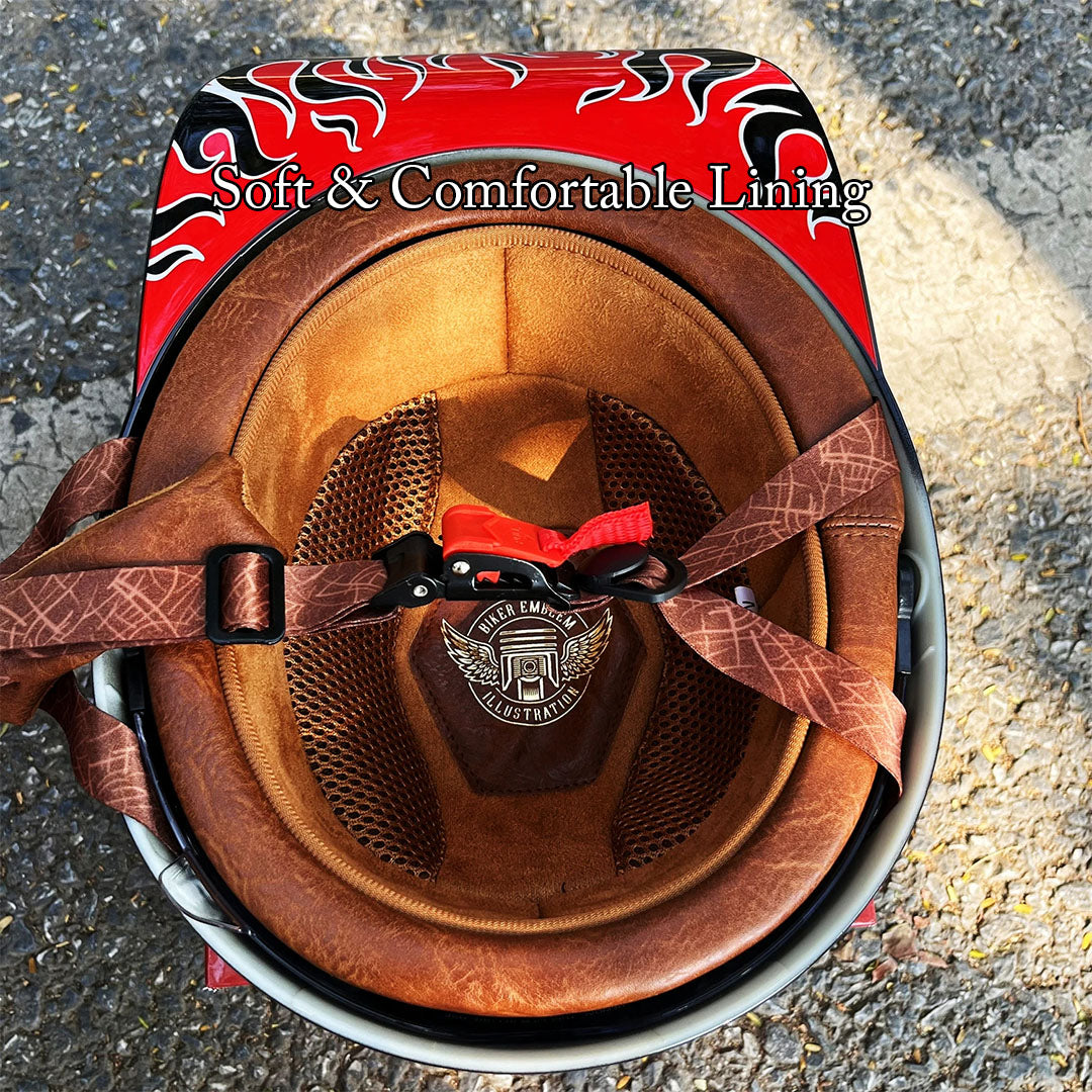 Demi-casque de moto de style casquette de baseball avec design d’ailes dorées, look vintage, coque en ABS, casque de protection pour moto, scooter, chopper et cruiser M L XL 2XL | Sulvida