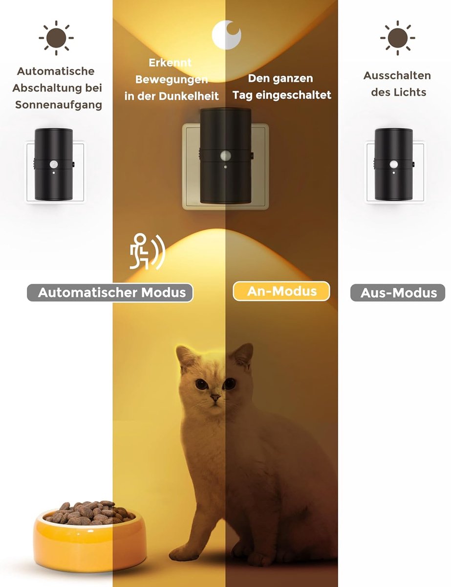 Veilleuse LED à intensité variable à brancher sur une prise, avec interrupteur à tirette – lampe compacte pour le couloir, la chambre et les toilettes, au design moderne épuré – éclairage sur prise avec lumière d’ambiance blanc chaud | Sulvida