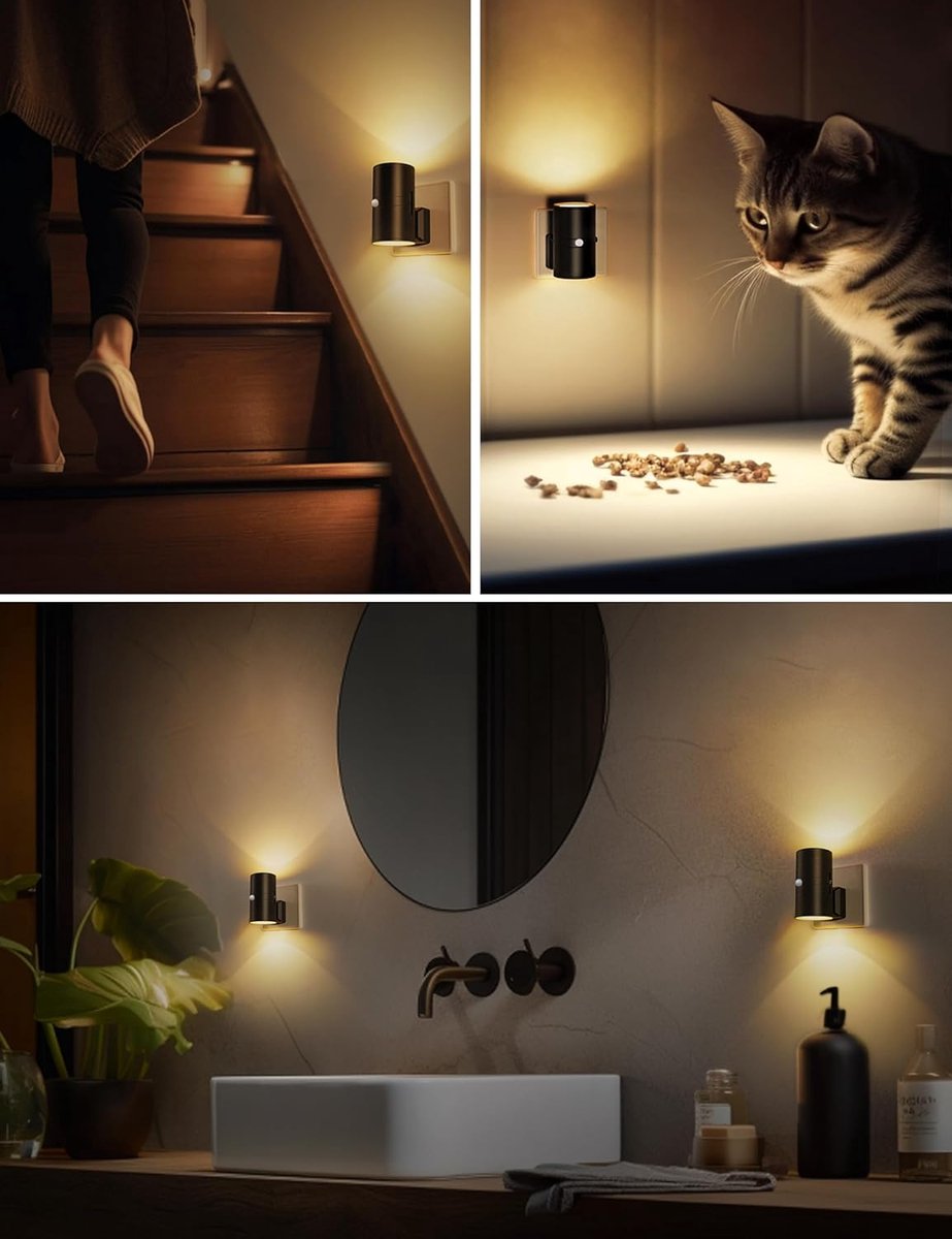 Veilleuse LED à intensité variable à brancher sur une prise, avec interrupteur à tirette – lampe compacte pour le couloir, la chambre et les toilettes, au design moderne épuré – éclairage sur prise avec lumière d’ambiance blanc chaud | Sulvida