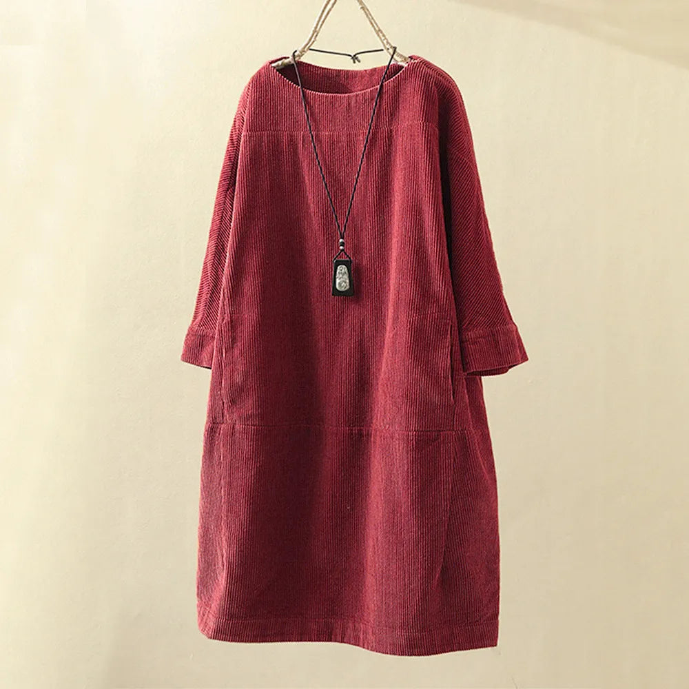 Robe trapèze pour femme à col rond, aux couleurs vives – Mélange confortable de polyester et de nylon pour le quotidien et les sorties improvisées | Sulvida