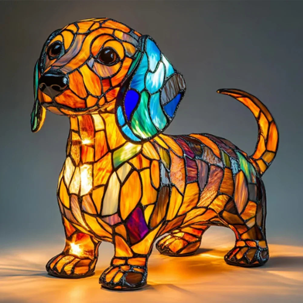 Handgemaakte Decoratieve Hondenlamp met LED-Verlichting voor Sfeervolle Interieurversiering – Warm Wit Licht 3000K voor Woonkamer, Slaapkamer of Kinderkamer | Sulvida