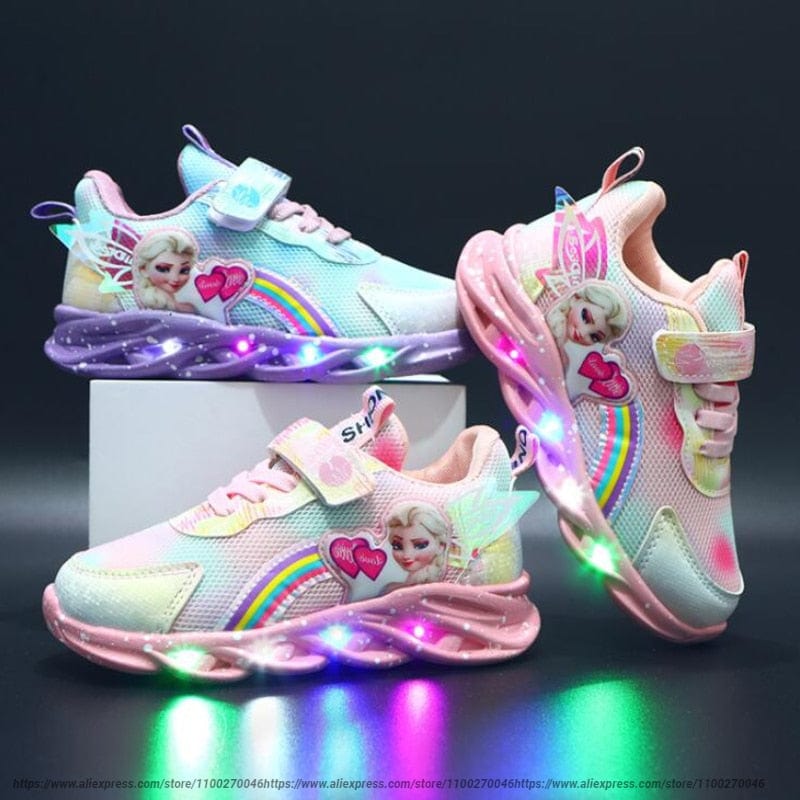 Baskets LED pour enfants avec semelle lumineuse – Chaussures de sport à paillettes pour filles avec capteur de mouvement et effets lumineux colorés | Sulvida