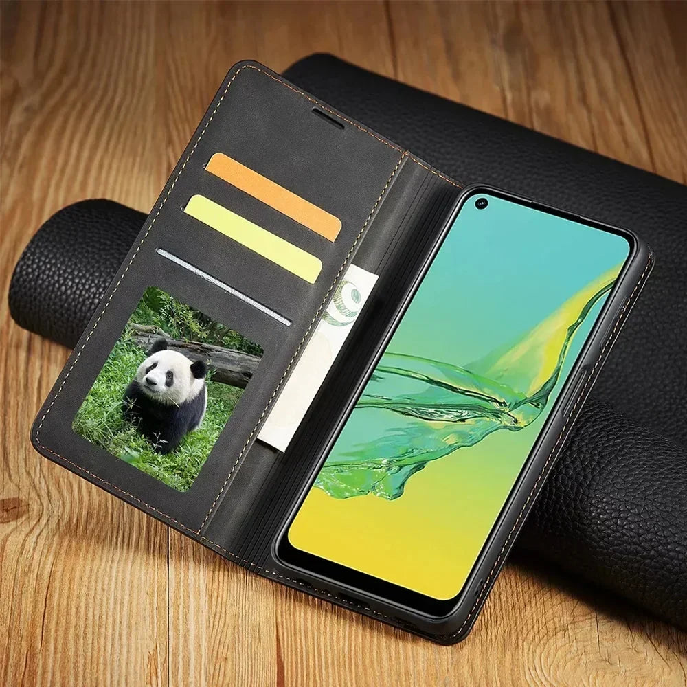 Étui téléphone en cuir magnétique pour Samsung Galaxy – Portefeuille compact avec compartiments pour cartes | Sulvida