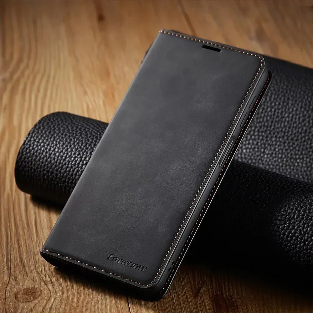 Étui téléphone en cuir magnétique pour Samsung Galaxy – Portefeuille compact avec compartiments pour cartes | Sulvida