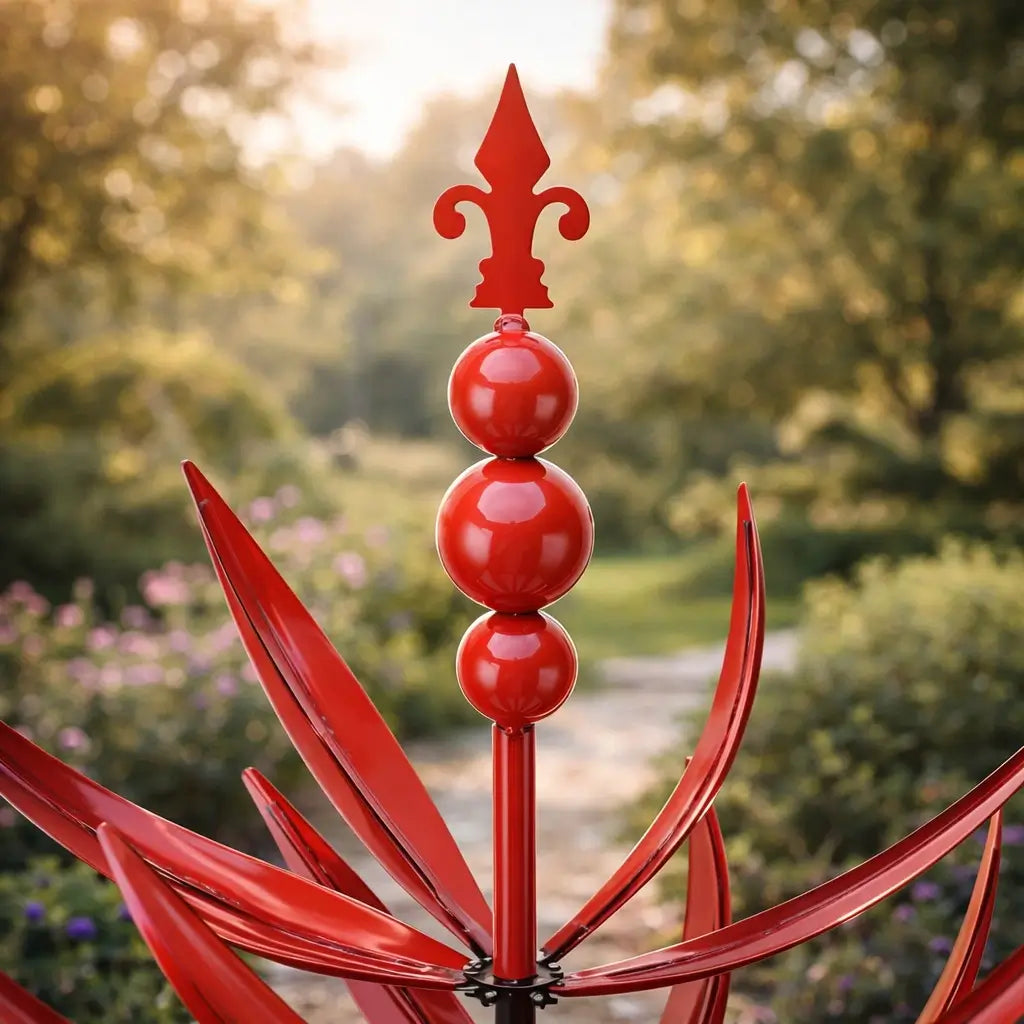 Carillon à vent décoratif pour jardin avec moulin à vent en forme de lotus en métal, résistant aux intempéries, pour jardin, balcon et terrasse, comme élément accrocheur | Sulvida
