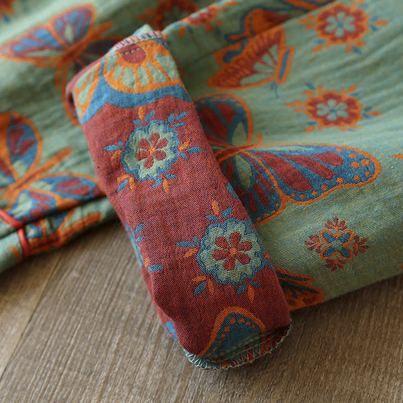Ensemble de pyjama et vêtements d’intérieur pour femmes en coton, motif papillons vintage, manches longues, pour une détente confortable | Sulvida